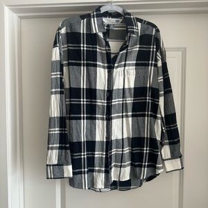 Classic Black and White Plaid Shirt